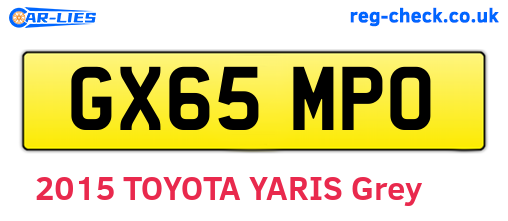 GX65MPO are the vehicle registration plates.