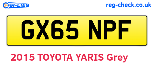 GX65NPF are the vehicle registration plates.