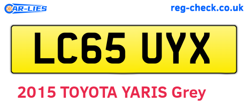 LC65UYX are the vehicle registration plates.