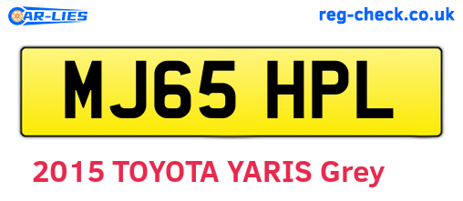 MJ65HPL are the vehicle registration plates.