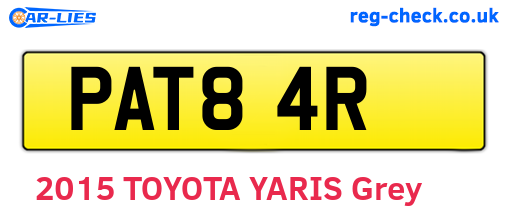 PAT84R are the vehicle registration plates.