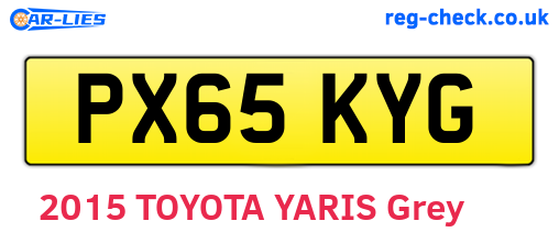 PX65KYG are the vehicle registration plates.