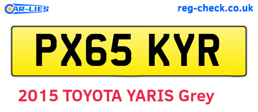 PX65KYR are the vehicle registration plates.