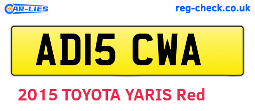AD15CWA are the vehicle registration plates.