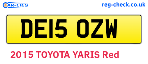DE15OZW are the vehicle registration plates.