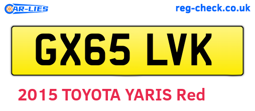 GX65LVK are the vehicle registration plates.