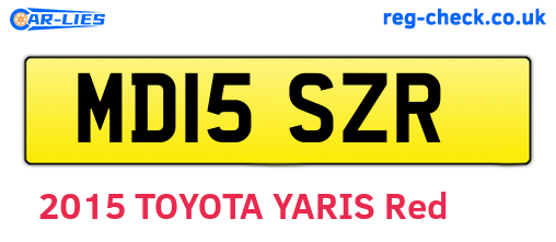 MD15SZR are the vehicle registration plates.