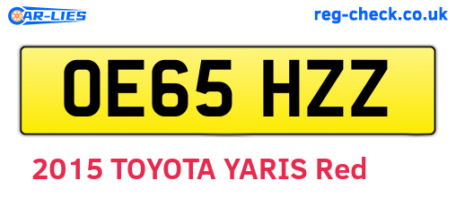 OE65HZZ are the vehicle registration plates.