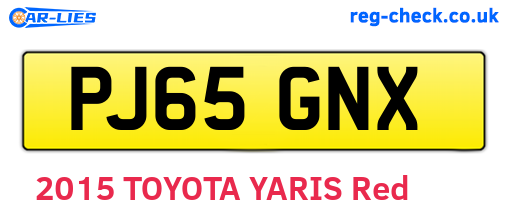 PJ65GNX are the vehicle registration plates.