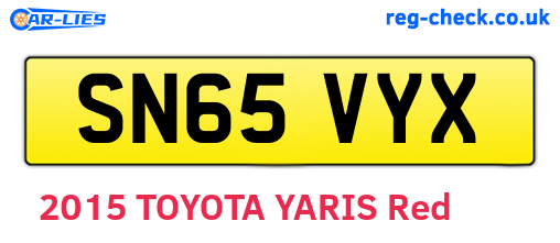 SN65VYX are the vehicle registration plates.