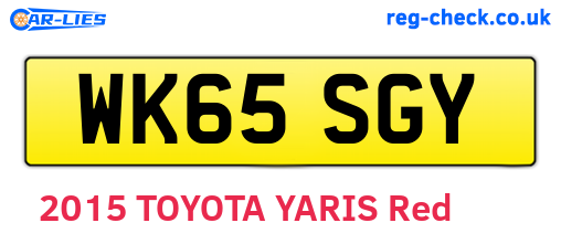 WK65SGY are the vehicle registration plates.