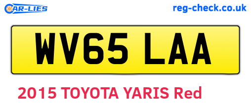 WV65LAA are the vehicle registration plates.