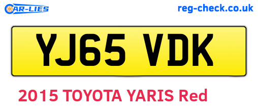 YJ65VDK are the vehicle registration plates.