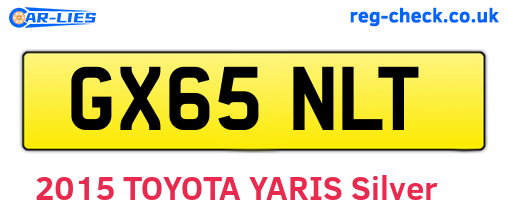 GX65NLT are the vehicle registration plates.
