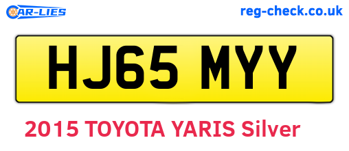 HJ65MYY are the vehicle registration plates.