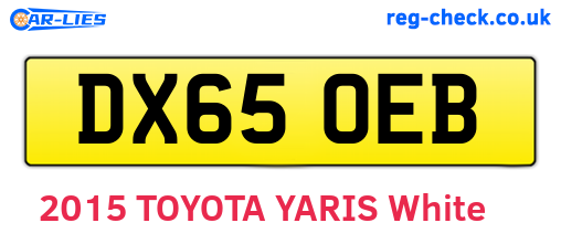 DX65OEB are the vehicle registration plates.