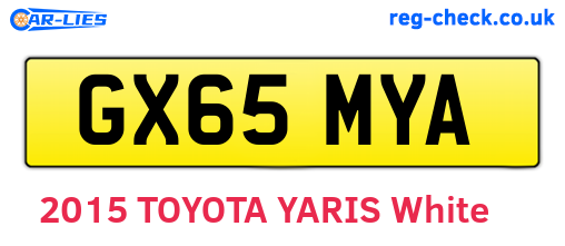 GX65MYA are the vehicle registration plates.