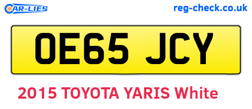 OE65JCY are the vehicle registration plates.