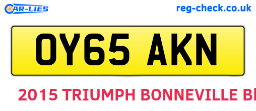 OY65AKN are the vehicle registration plates.