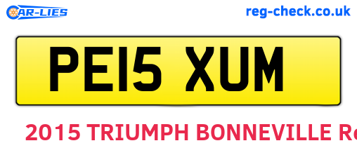 PE15XUM are the vehicle registration plates.