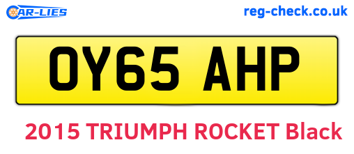OY65AHP are the vehicle registration plates.