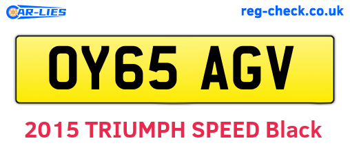 OY65AGV are the vehicle registration plates.