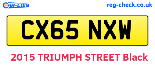 CX65NXW are the vehicle registration plates.