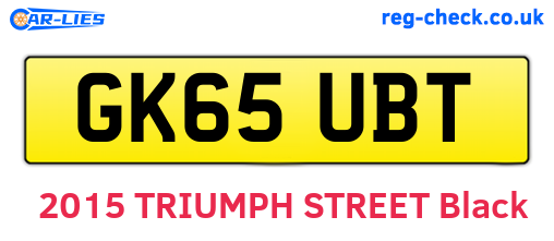 GK65UBT are the vehicle registration plates.