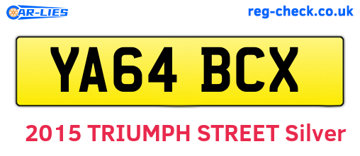 YA64BCX are the vehicle registration plates.
