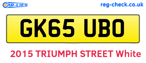 GK65UBO are the vehicle registration plates.
