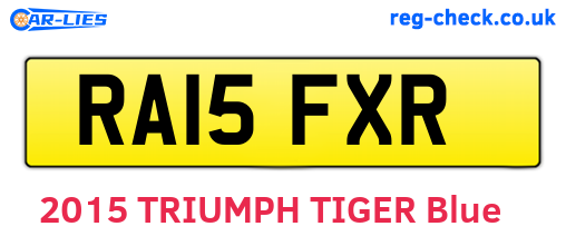 RA15FXR are the vehicle registration plates.