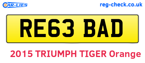RE63BAD are the vehicle registration plates.