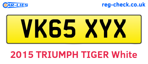 VK65XYX are the vehicle registration plates.