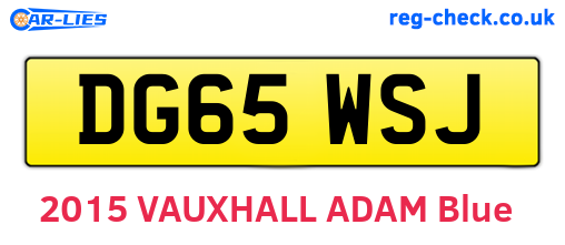 DG65WSJ are the vehicle registration plates.
