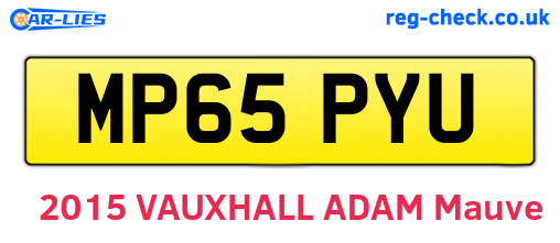 MP65PYU are the vehicle registration plates.