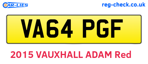VA64PGF are the vehicle registration plates.