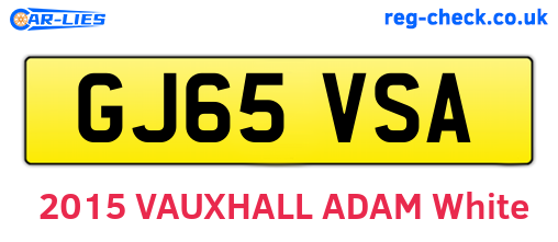 GJ65VSA are the vehicle registration plates.