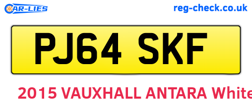 PJ64SKF are the vehicle registration plates.