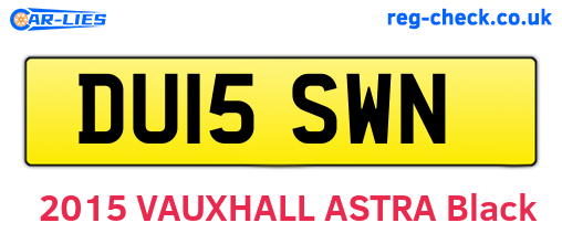 DU15SWN are the vehicle registration plates.