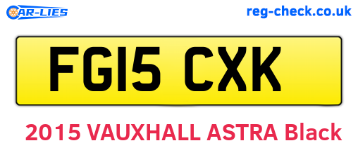 FG15CXK are the vehicle registration plates.