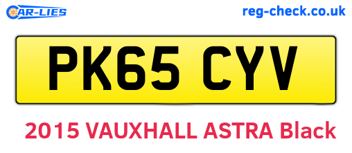 PK65CYV are the vehicle registration plates.