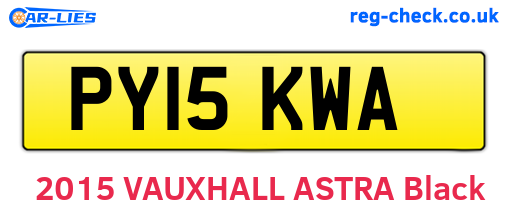 PY15KWA are the vehicle registration plates.
