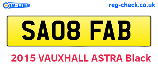 SA08FAB are the vehicle registration plates.