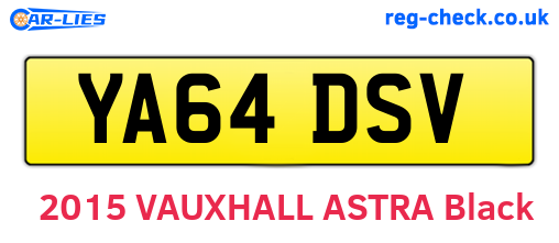 YA64DSV are the vehicle registration plates.