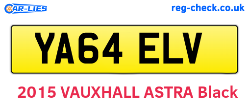 YA64ELV are the vehicle registration plates.