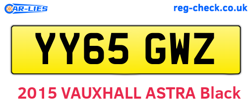 YY65GWZ are the vehicle registration plates.