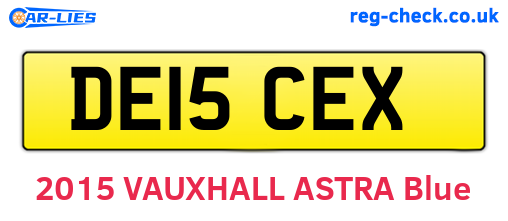 DE15CEX are the vehicle registration plates.