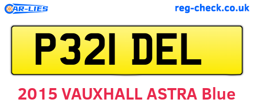 P321DEL are the vehicle registration plates.