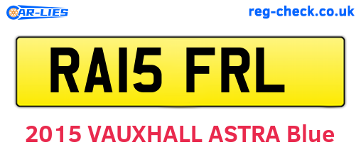RA15FRL are the vehicle registration plates.