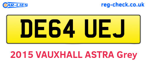 DE64UEJ are the vehicle registration plates.